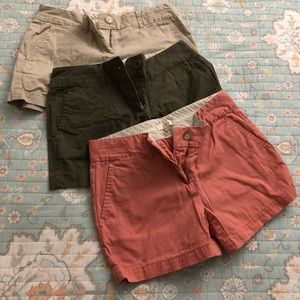 Loft shorts green,khaki, and peachy/coral color